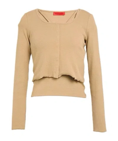 Maxco. Solid Color Cotton Dress In Brown