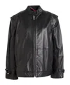 Maxco. Solid Color Leather Jacket In Black