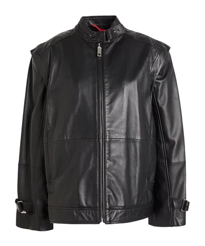 Maxco. Solid Color Leather Jacket In Black