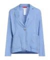 Maxco. Solid Color Linen Blazer In Blue