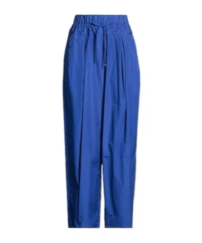 Maxco. Solid Color Loose-fit Trousers In Blue