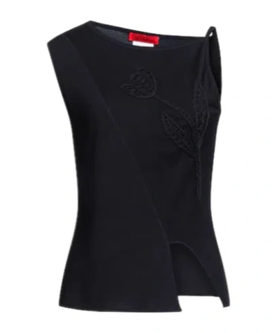 Maxco. Solid Color Sleeveless T-shirt In Black