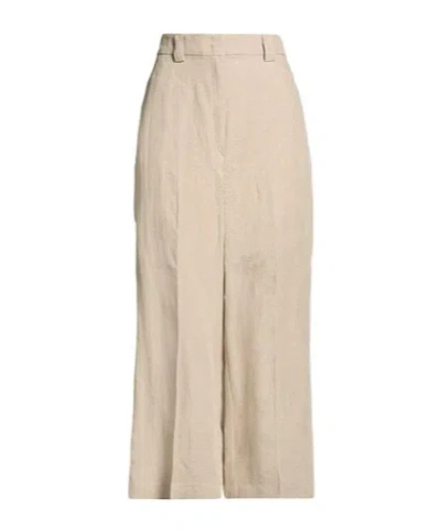 Maxco. Solid Color Straight-leg Pants In Nude