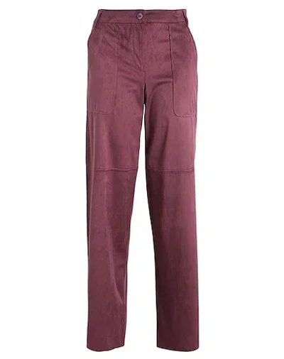 Maxco. Solid Color Straight-leg Pants In Burgundy