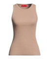 Maxco. Solid Color Stretch Sleeveless Tank Top In Brown
