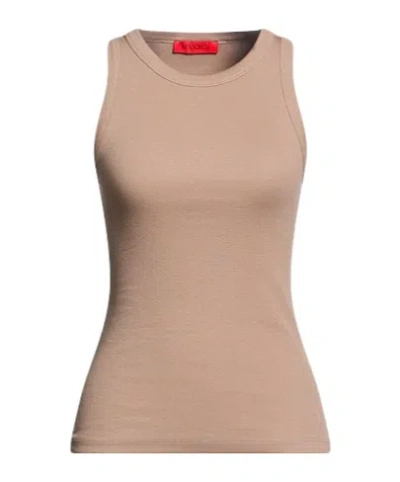 Maxco. Solid Color Stretch Sleeveless Tank Top In Nude