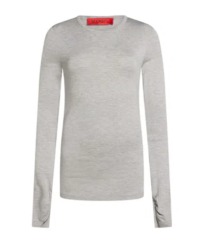 Maxco. Solid-color Long-sleeve Crew Neck T-shirt In Grey