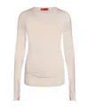 Maxco. Solid-color Long-sleeve  T-shirt In Beige