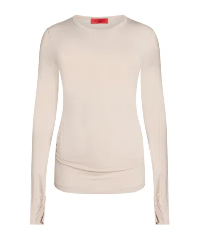 Maxco. Solid-color Long-sleeve  T-shirt In Beige