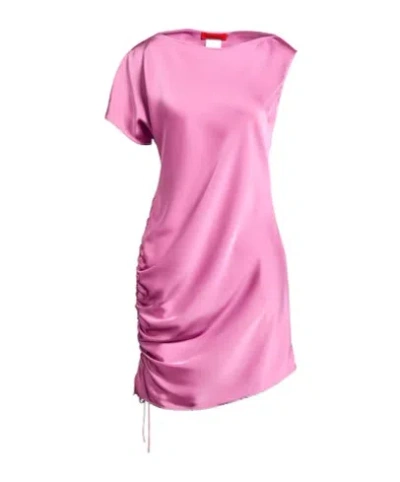 Maxco. Solid-color Satin Dress In Pink