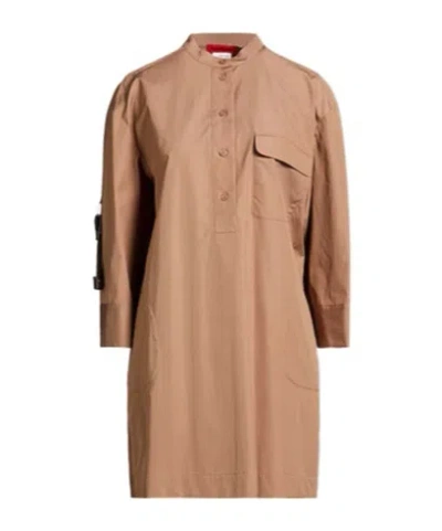 Maxco. Solid-color Shirt Dress In Neutral
