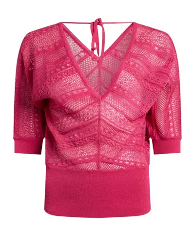 Maxco. Solid-colored Lightweight Knit Top In Pink
