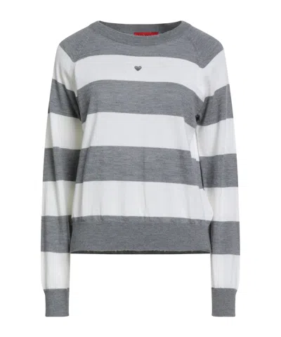 Maxco. Striped Crew Neck Sweater In Gray