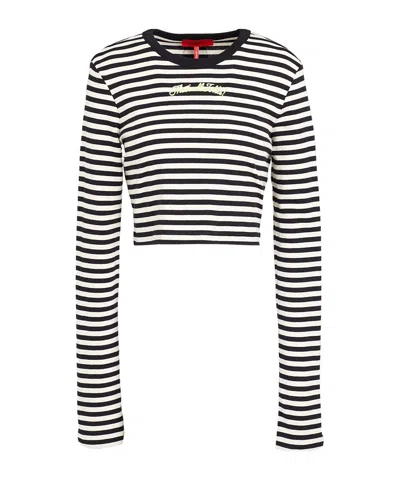 Maxco. Striped Cropped Long-sleeve T-shirt In White