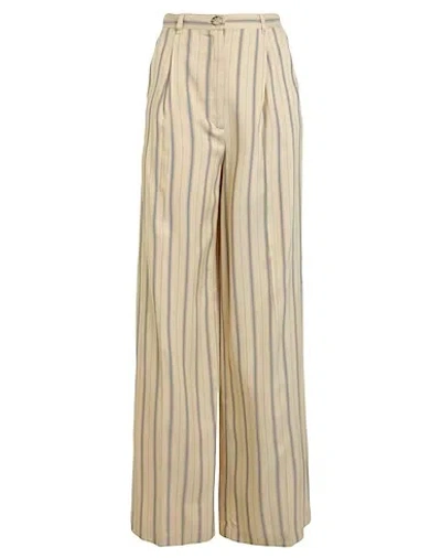 Maxco. Striped High-waisted Wide-leg Trousers In Nude