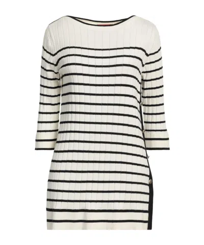 Maxco. Striped Knitted Jumper In White