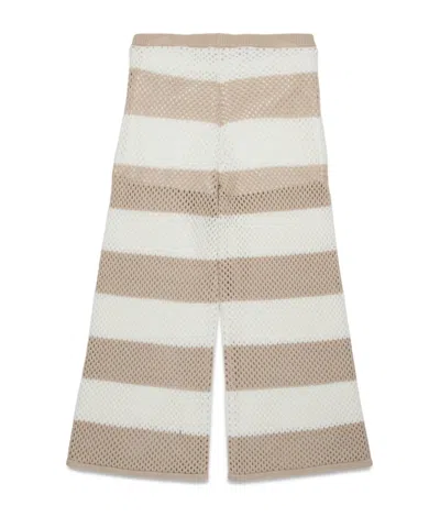 Maxco. Striped Trousers In Nude