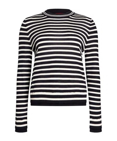 Maxco. Striped Wool Knit Sweater In Black