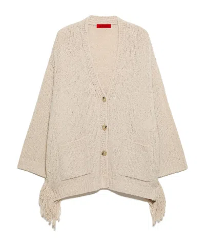 Maxco. Tassel Circle Cardigan In Nude