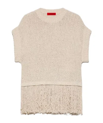 Maxco. Tweed Sweater With Tassels In Neutral