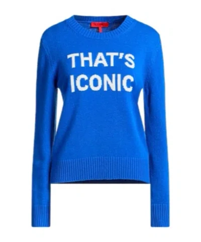 Maxco. Two-tone Crew Neck Knit Sweater In Blue