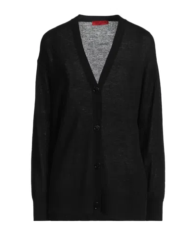 Maxco. V-neck Knit Cardigan In Black
