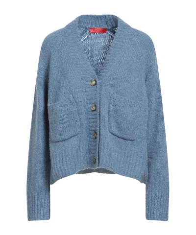 Maxco. V-neck Knitted Cardigan In Blue