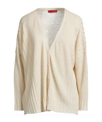 Maxco. V-neck Knitted Cardigan. In Nude