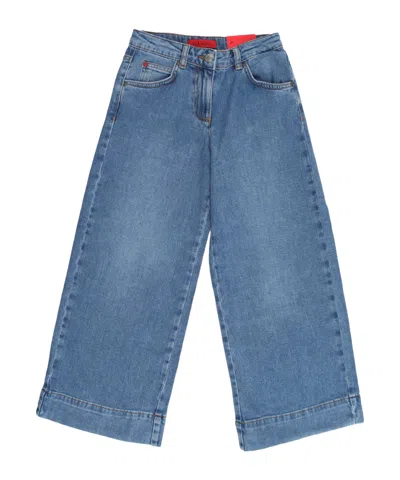 Maxco. Wide-leg Cropped Jeans In Blue
