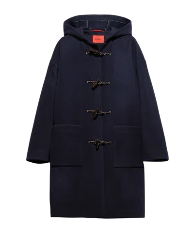 Maxco. Wool Blend Tweed Coat In Blue