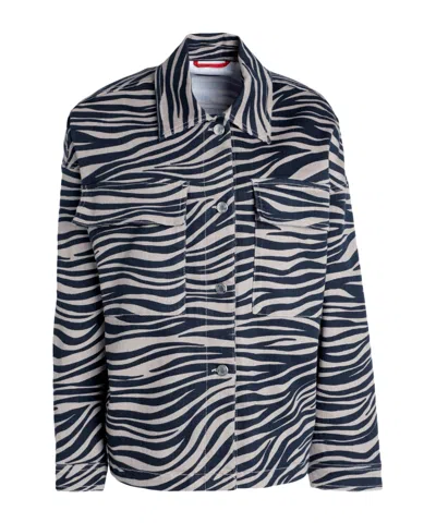 Maxco. Zebra Print Denim Jacket In Gray