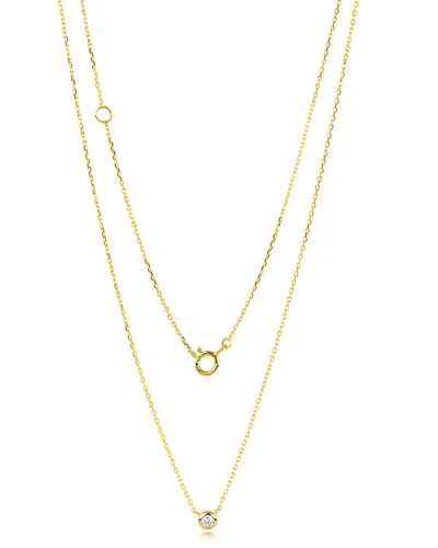 Maxcolor 10k 0.06 Ct. Tw. Lab-grown Diamond Dainty Necklace In Gold