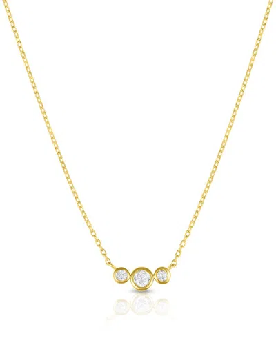 Maxcolor 10k 0.09 Ct. Tw. Lab-grown Diamond Trio Necklace In Gold