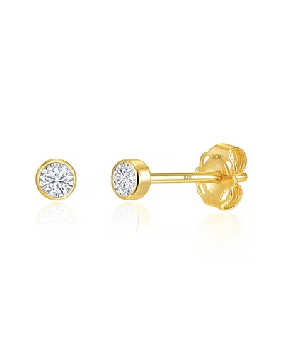 Maxcolor 10k 0.12 Ct. Tw. Lab-grown Diamond Dainty Earrings In Gold