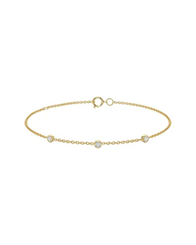 Maxcolor 10k 0.17 Ct. Tw. Lab-grown Diamond 3 Station Bracelet In Gold
