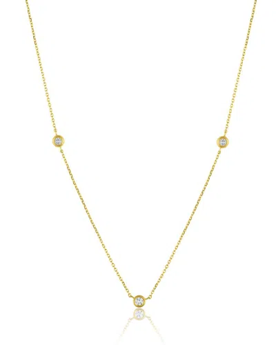 Maxcolor 10k 0.17 Ct. Tw. Lab-grown Diamond 3 Station Necklace In Gold