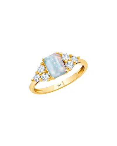 Maxcolor 10k 0.20 Ct. Tw. Lab-grown Opal Halo Ring In Multi