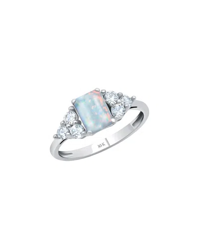 Maxcolor 10k 0.20 Ct. Tw. Lab-grown Opal Halo Ring In Multi