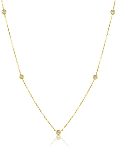 Maxcolor 10k 0.28 Ct. Tw. Lab-grown Diamond 5 Station Necklace In Gold