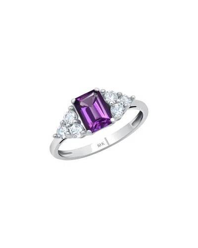 Maxcolor 10k 0.70 Ct. Tw. Amethyst Halo Ring In Purple