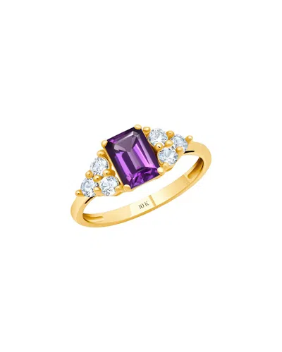 Maxcolor 10k 0.70 Ct. Tw. Amethyst Halo Ring In White