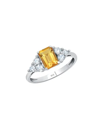 Maxcolor 10k 0.70 Ct. Tw. Citrine Halo Ring In Multi