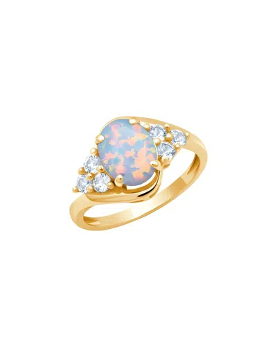 Maxcolor 10k 0.75 Ct. Tw. Lab-grown Opal Halo Ring In Gold