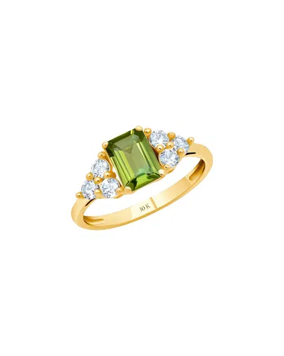 Maxcolor 10k 0.80 Ct. Tw. Peridot Halo Ring In Gold