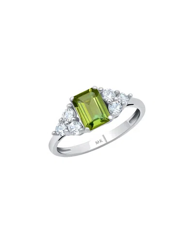 Maxcolor 10k 0.80 Ct. Tw. Peridot Halo Ring In Multi