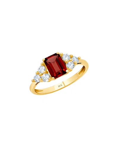 Maxcolor 10k 0.90 Ct. Tw. Garnet Halo Ring In Gold
