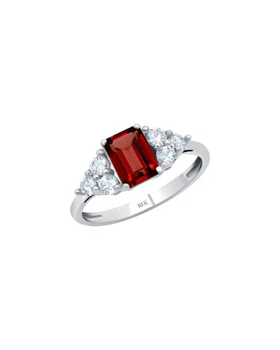 Maxcolor 10k 0.90 Ct. Tw. Garnet Halo Ring In Metallic