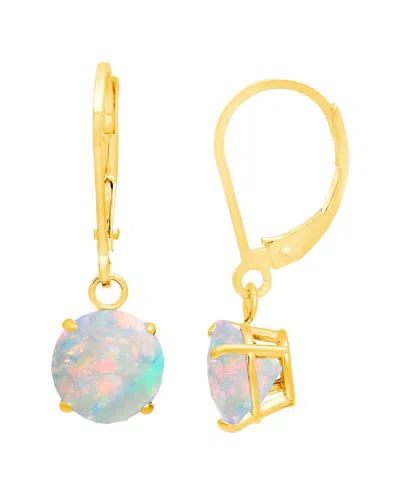 Maxcolor 10k 1.00 Ct. Tw. Lab-grown Opal Dangle Earrings In Gold