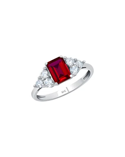Maxcolor 10k 1.00 Ct. Tw. Lab-grown Ruby Halo Ring In Multi