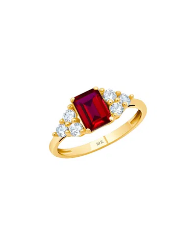 Maxcolor 10k 1.00 Ct. Tw. Lab-grown Ruby Halo Ring In Multi